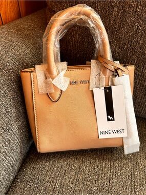 Nine West Peach-Tan Mini Satchel with Top Handles